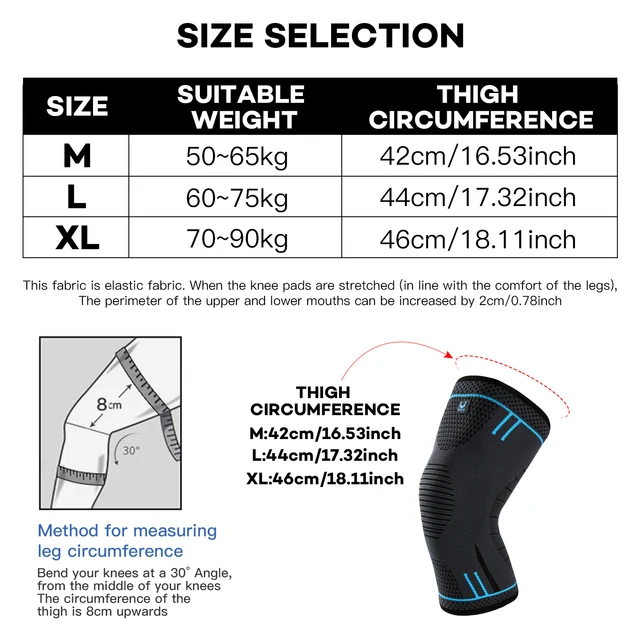 1 Pcs Compression Knee Support Sleeve Elastic Breathable Knee Pads Brace Springs Gym Sports Protector Basketball Volleyball Run 6