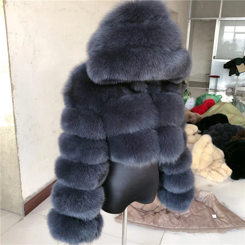 Parka Fourrure Renard Véritable – Marque Emas Fur, Couleur Rose/noir, Taille Unique – Neuf Sans étiquettes