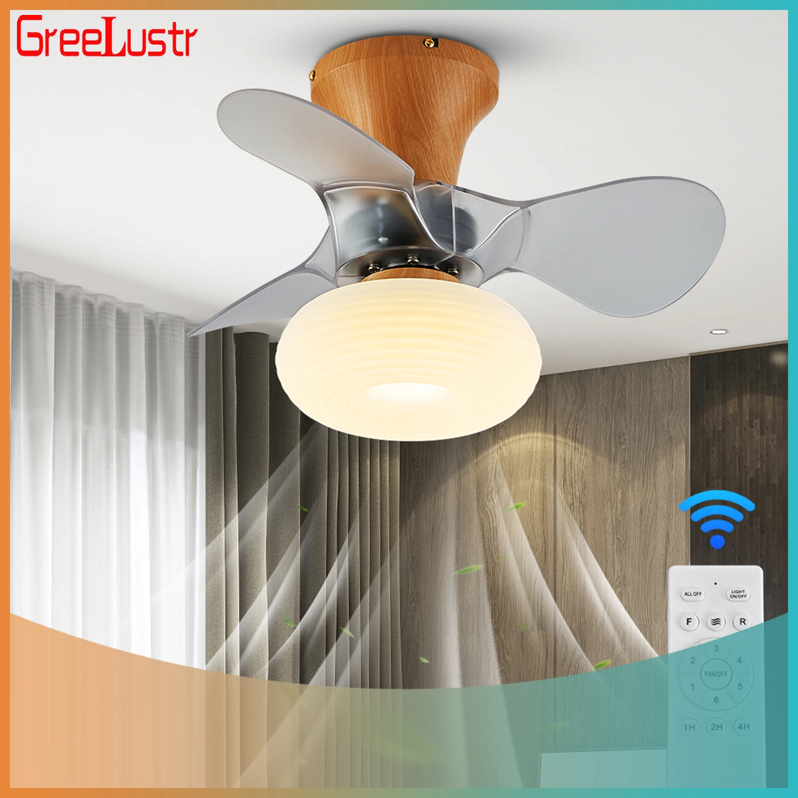 

Умный потолочный вентилятор со светодиодной лампой, современный деревянный фландер, 6-Скоростной регулируемый светильник для спальни, гостиной, подвесные вентиляторы, домашний декор
