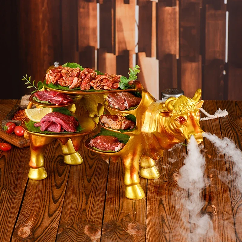 

Creative Chaoshan beef hotpot platter tableware All cattle banquet platter Top commercial sashimi barbecue tray