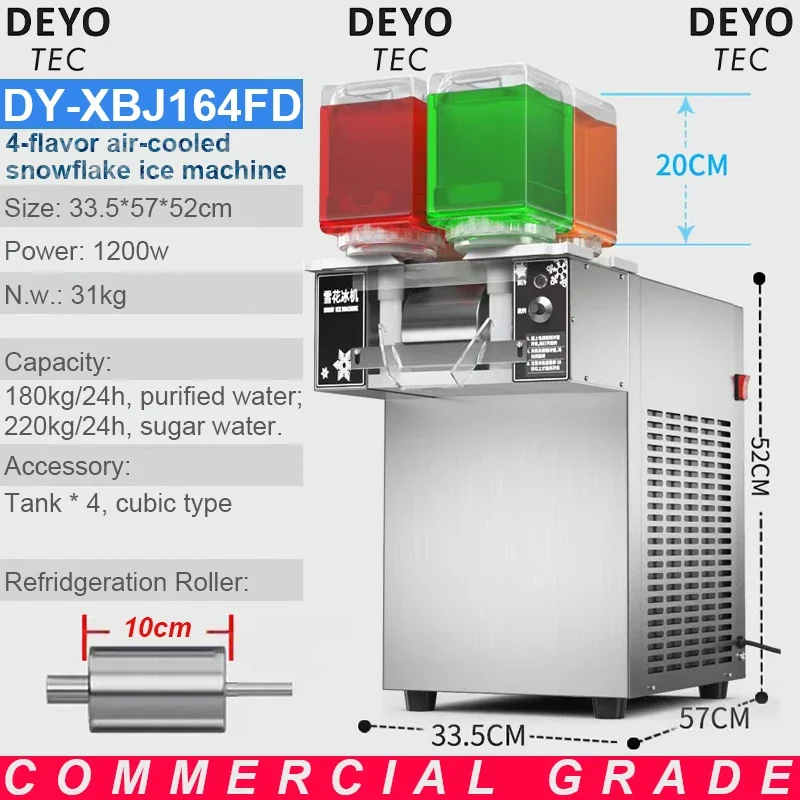 Deyotec 3 Seconds Output Snow Ice Machine 4 Flavors Ice Block Dessert Snow Snowflake Making Machine Korean Bingsu