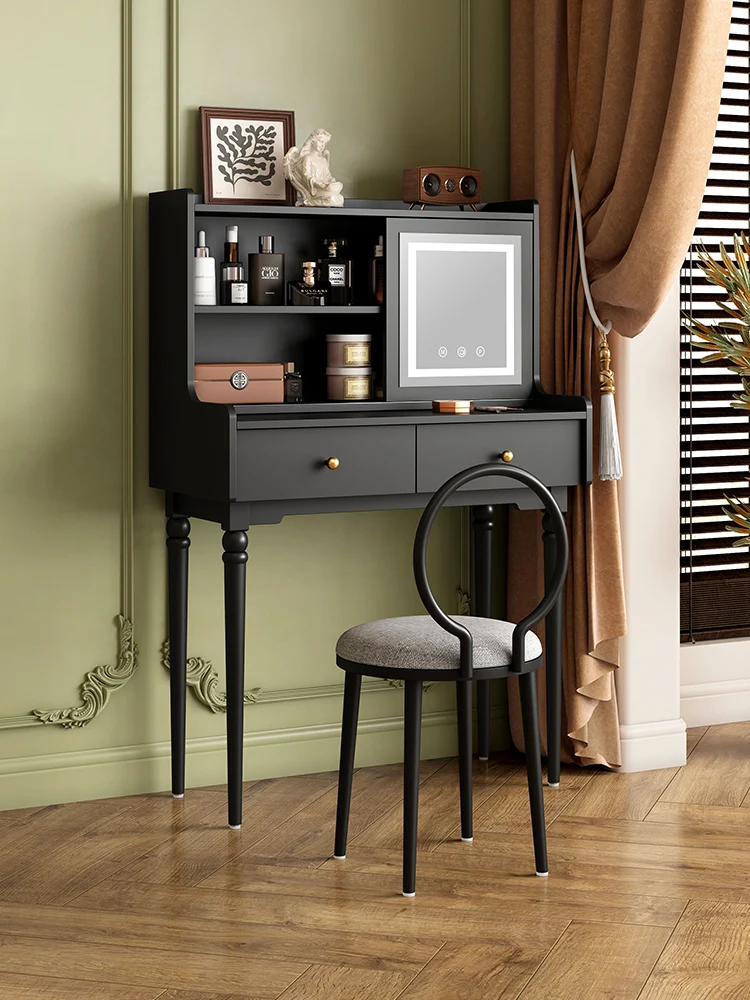 Dresser with LED mirror, vanity table, bedroom furniture, black vanity, multifunctional storage