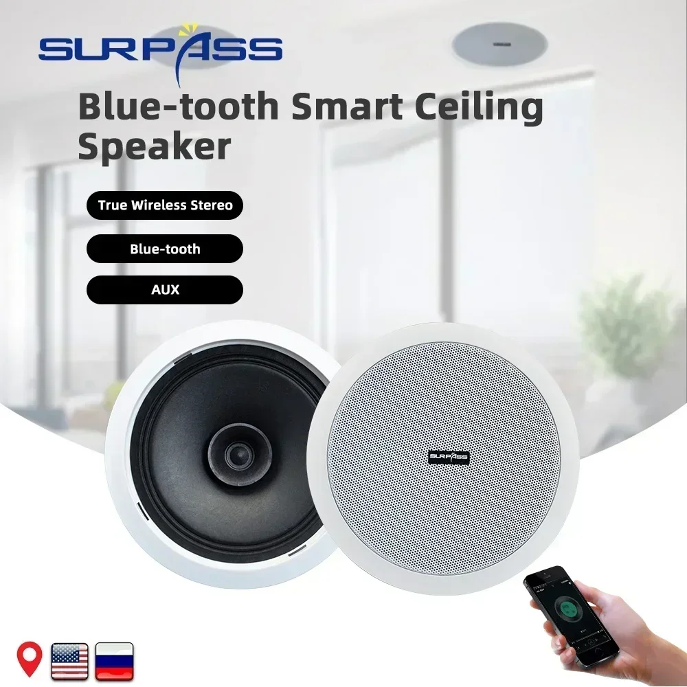 Bluetooth Wall Ceiling Speaker for Indoor 6Inch Home Sound System