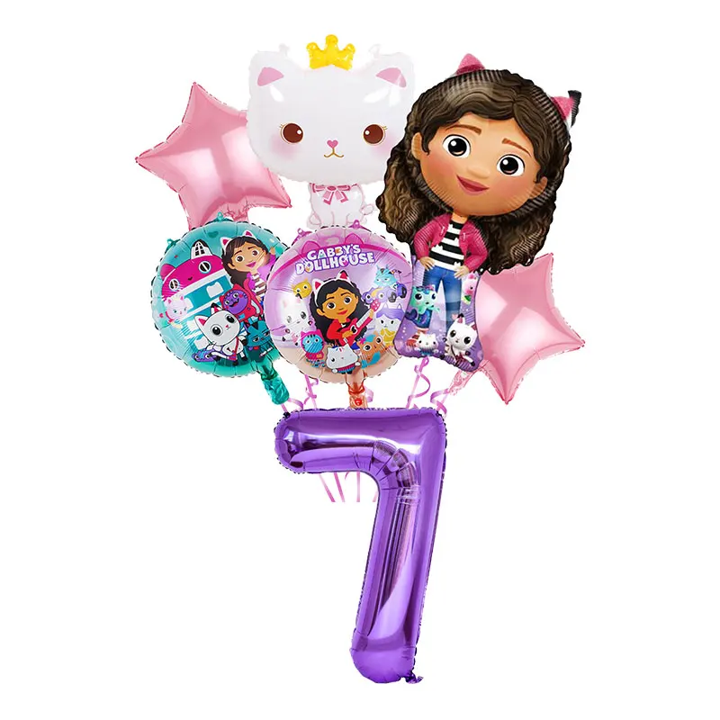 thumbnail image 1 of Decoraciones para fiestas de cumpleaños de muñecas de Gabbys, vajilla, manteles, fondo, vasos de papel, platos, globos de gato, regalos para niños, 1 of 5