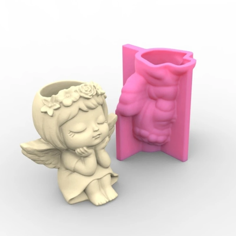 MXME Flower Pot Silicone Mold Concrete Cement Plant Pot Mold Flowerpot Epoxy Resin Mould Makeup Brush Holder Mold