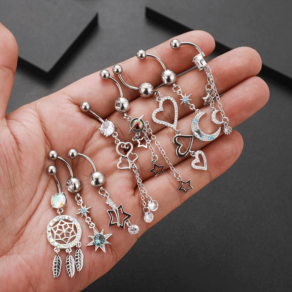 Sexy Heart Dangled Belly Button Rings Belly Piercing Ombligo