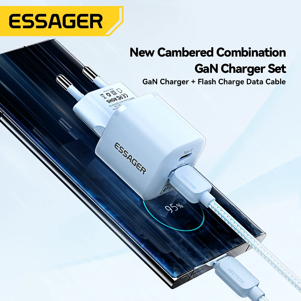 Essager 20W GaN USB Type C Charger PD Fast Charging For iPhone 15 14 13 12 Pro Max PD3.0 QC3.0 Type C Mini Mobile Phone Charger