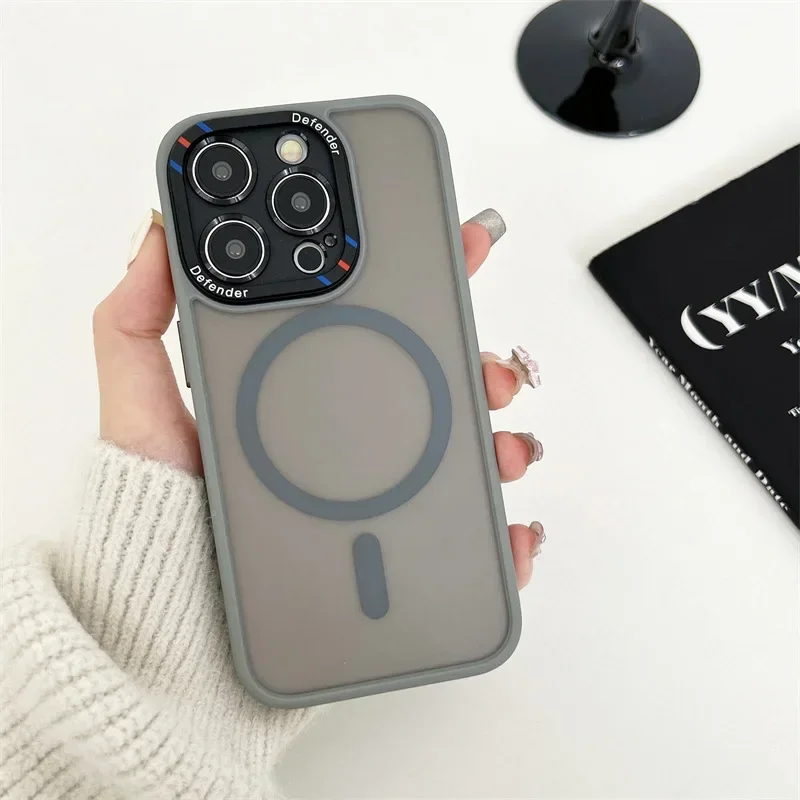 

Благородный однотонный матовый черный Магнитный чехол для телефона iPhone 14 13 12 Plus 15 Pro Max силиконовый защитный чехол с беспроводной зарядкой