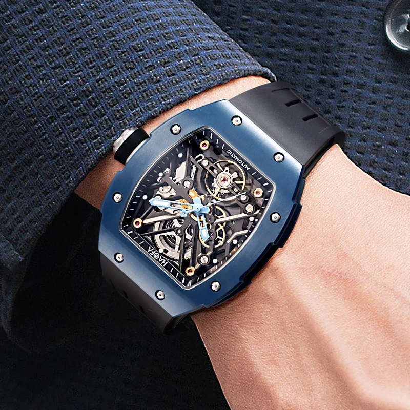 Haofa Ceramic Automatic Movement Tourbillon Men's Mechanical Watch Luminous 72H Power Rubber Strap Waterproof luxury Watch 1988