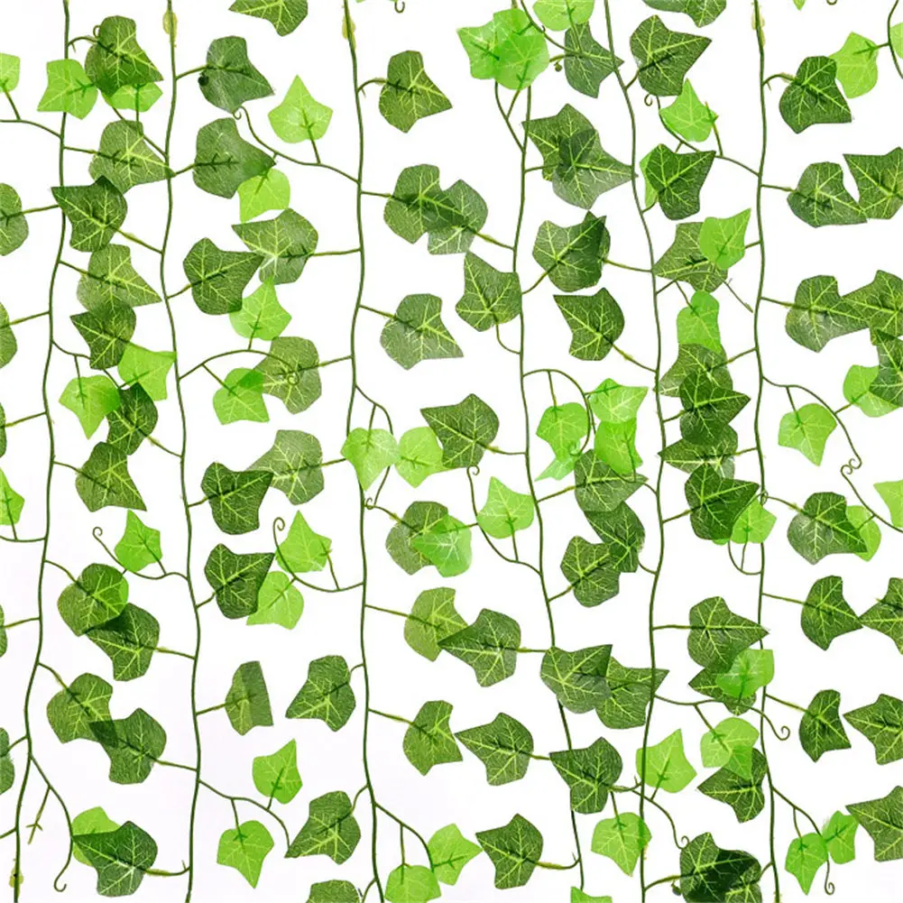 100pcs 1 Piece 2.4M Artificial Ivy Leaf Garland Plants Creeper Green Ivy Wreath Vine Fake Foliage Flowers Home Decoration artificial plants