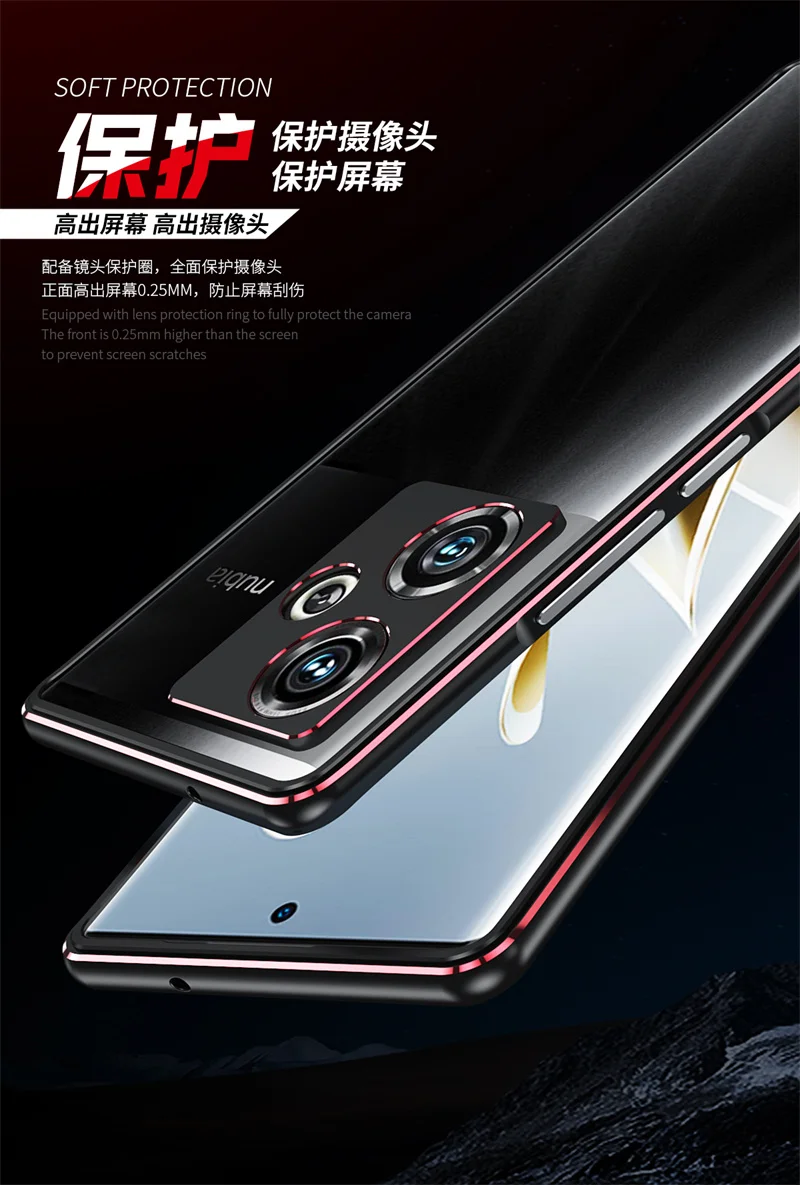 ZTE Nubia Z50 NubiaZ50 NX711J Bumper Aluminum Metal Frame Cover Hard Case for ZTE Nubia Z50 NX711J Bumper with Lens Protector