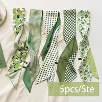 5pcs/set Series Silk Satin Scarf Women Cloth Hair Bands Headdress Accessories Lady Scarves Ribbon Neck Ties for Bag Handle 6