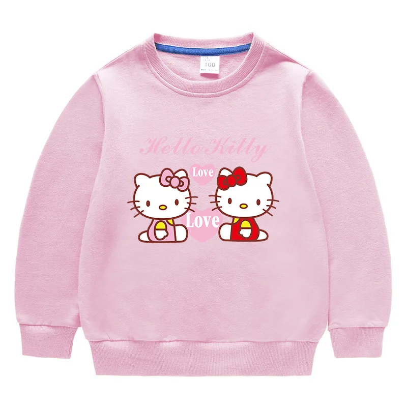 thumbnail image 1 of Hello Kitty ropa para niños estampado de dibujos animados niñas dulce cuello redondo manga larga Sudadera con capucha suéter bebé estudiante Casual Top de algodón, 1 of 5