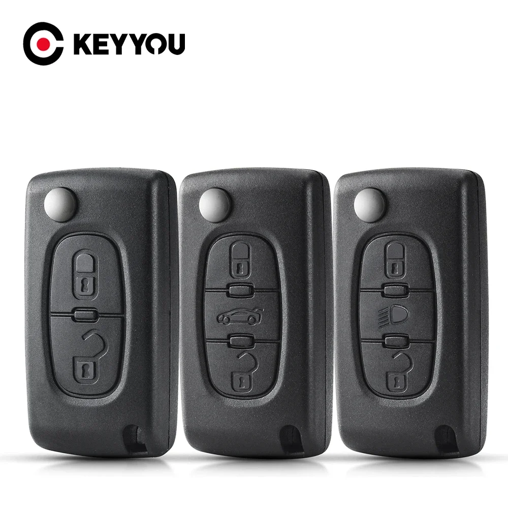 KEYYOU Remote key Case for Peugeot For Citroen C2 C3 C4 C5 C6 Flip Folding Car Key shell 2/3/4 Buttons