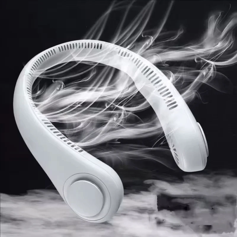Ventilador de cuello manos libres, portátil, recargable por USB, sin aspas, silencioso, para viajes de verano, 3 velocidades, mini, de larga duración