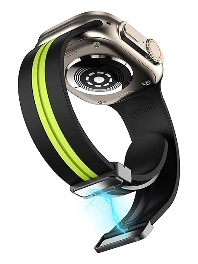 애플 워치 울트라 밴드용 스트랩, 마그네틱 실리콘 팔찌, 한국 iWatch 시리즈 9, 8, 7, 6, 5, 4, SE, 44mm, 45mm, 49mm, 41mm, 42mm, 38mm, 40mm