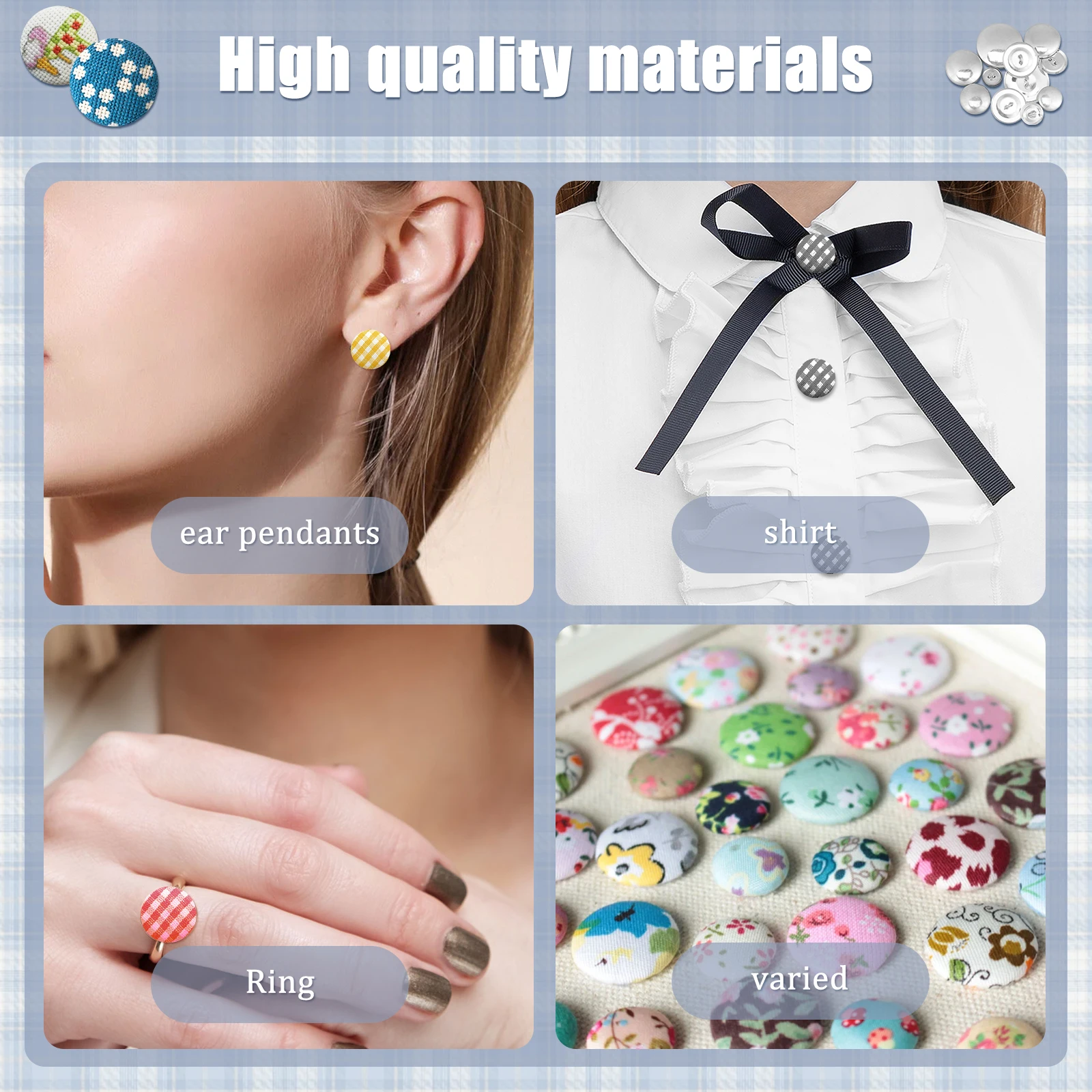 100 Sets Cover Buttons Kit With Tools Size Buttons To Cover Self Cover Buttons DIY Fabric Cloth Cover Buttons 6