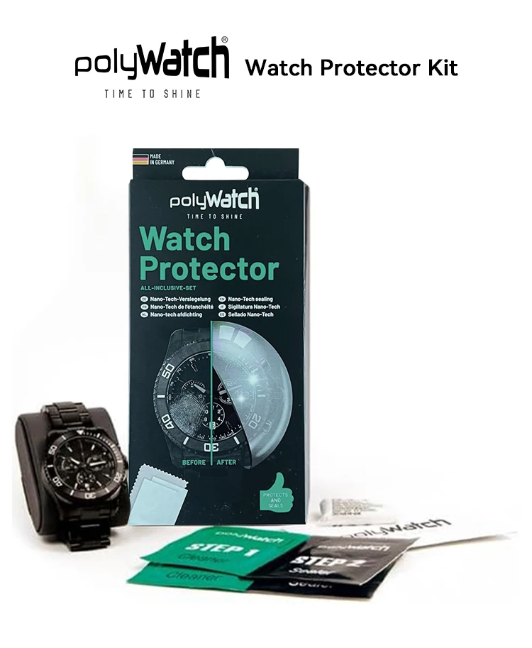 PolyWatch Uhrenschutz 2-in-1 Nano-Flüssigglas-Versiegelungsset Kratzfeste Ölabweisende Beschichtung für Uhrengläser – Detail 1