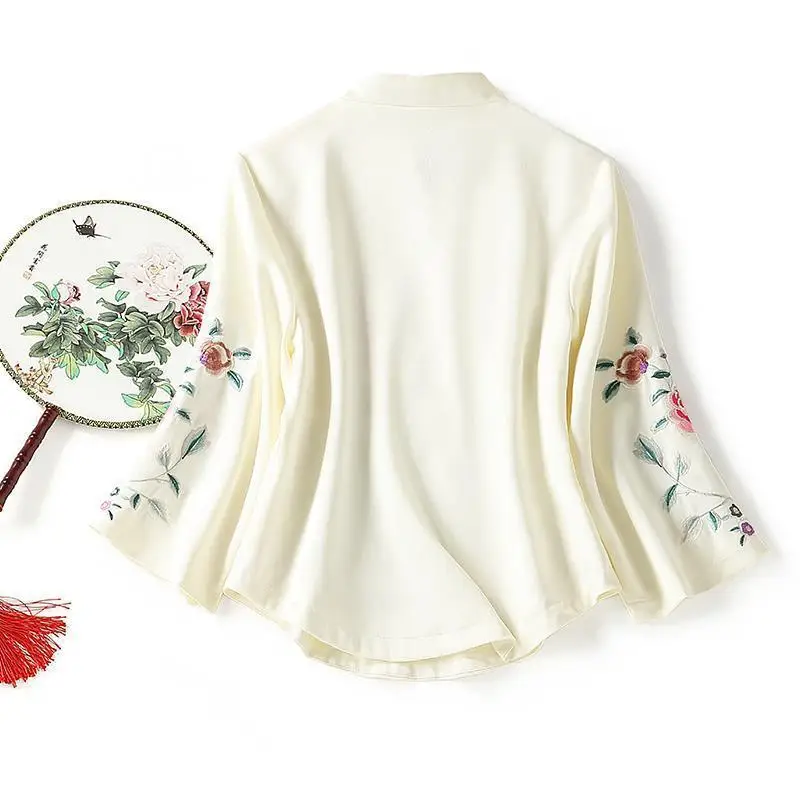 Cheongsam Blouse Improvement Version of The Girl Wind Retro Improved Embroidery Antique Top Tea Clothing Tang Dress Female women chinese shirt women cheongsam waistcoat