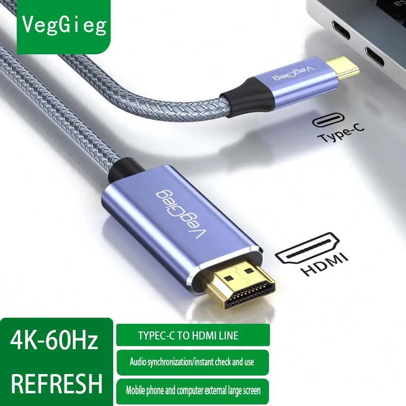 VegGieg USB C to HDMI ̺ , 2M, 4K, USB C Ÿ to HDMI, 3 Thunder, ƺ  2017 2020, е ο ȣȯ