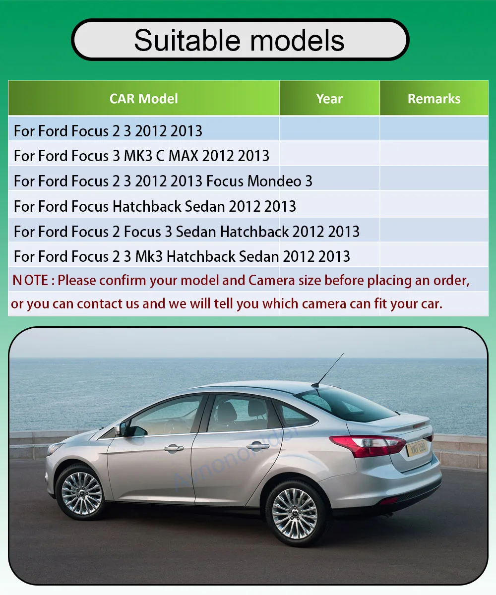170 grad 1080 P AHD CVBS Auto Rückansicht Kamera Für Ford Focus 3 MK3 C MAX Fahrzeug Nachtsicht Parkplatz backup Rückfahr Kamera – Detail 2