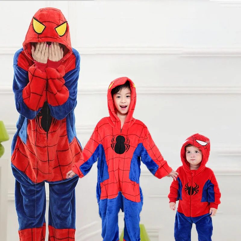 

Family Kigurumi Pajamas Red Spiderman Onesie Cosplay Costume Pajamas For Babies Kids and Adults