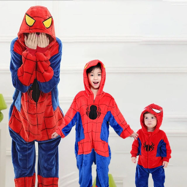 otoño invierno adulto niño spiderman onesie anime de dibujos animados  cosplay kigurumi halloween pijama