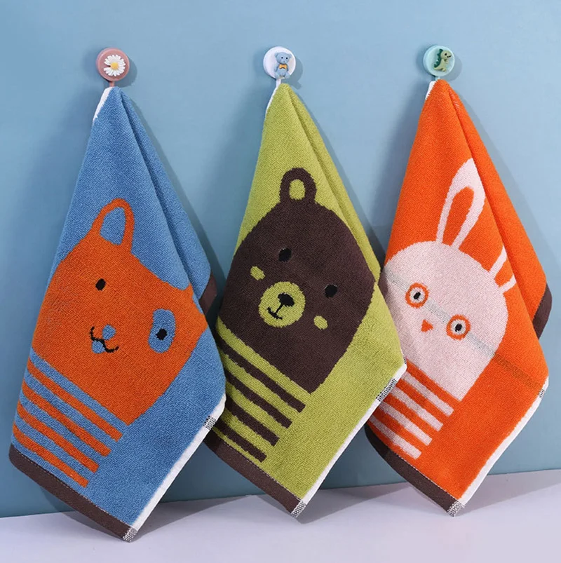 Higher quality 1 set of 3 children's cotton towels thickened household cartoon washing face towel cotton kid towel
