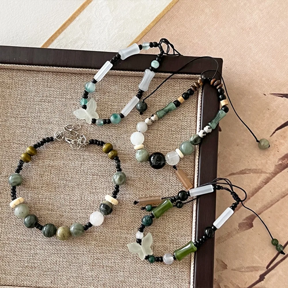 New Bamboo Beads Chinese Style Beaded Bracelet Chinese Style Vintage Braided Rope Bracelet Beaded Bamboo Beaded Bracelet