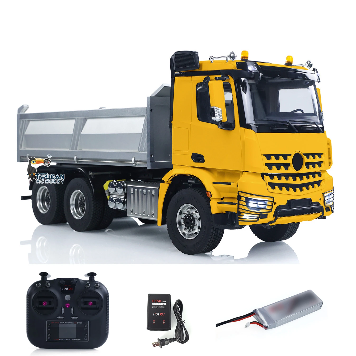 New 1/14 3348 6x6 RTR Metal Chassis Hydraulic RC Dumper Truck Sound Light DIY Cabin Remote Control Car Model Vehicle Toy for Boy 5