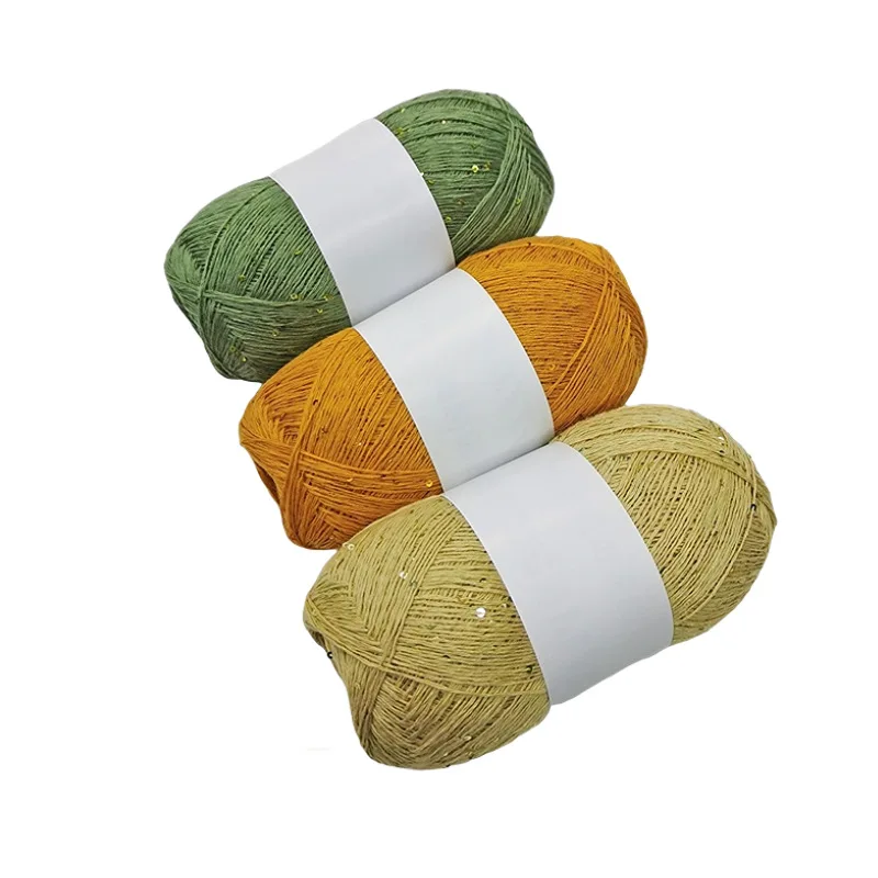 250grams Cotton Yarn Glitter Sequin Knitting Yarn Sparkly Crochet Thread DIY Crafts for Sweater Shawl Scarf 3