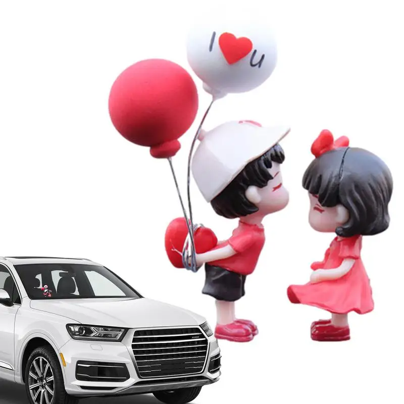 Simpatico Cartone Animato Coppie Action Figure Coppie Carine Decorazioni Per Auto Amanti Romantici Dei Palloncini Anime Kiss Coppia Figura Per Auto