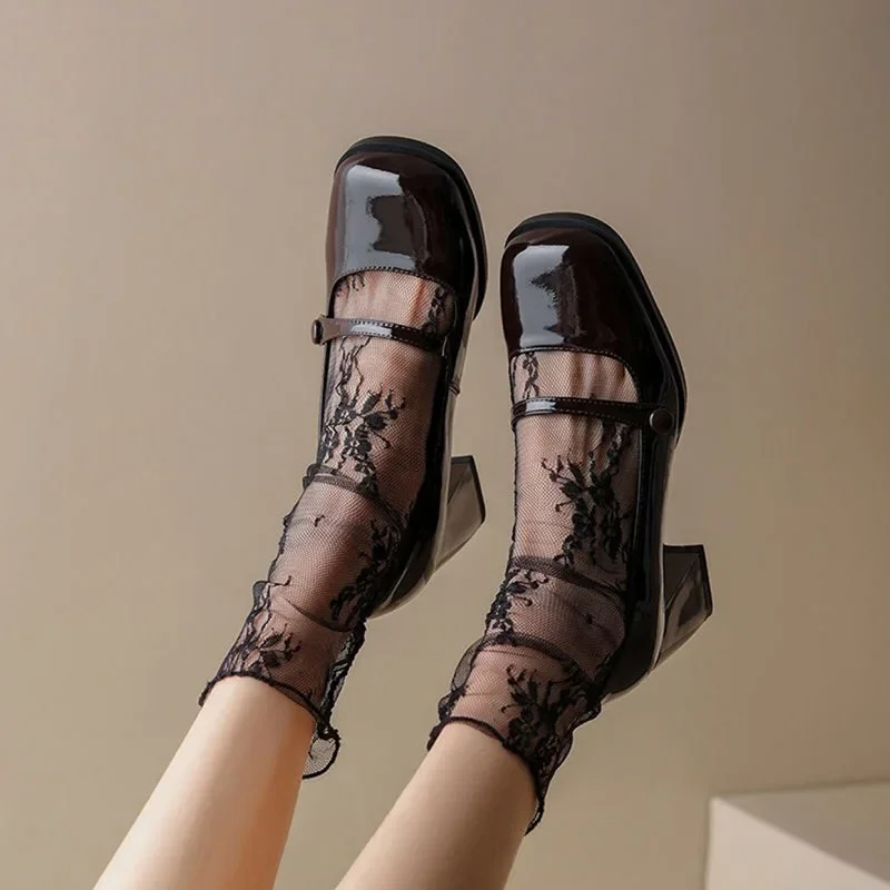 Women's Harajuku Ladies Breathable Transparent Floral Lace Socks Sweet Mesh Fishnet Socks Soft Funny Socks Hosiery Sox