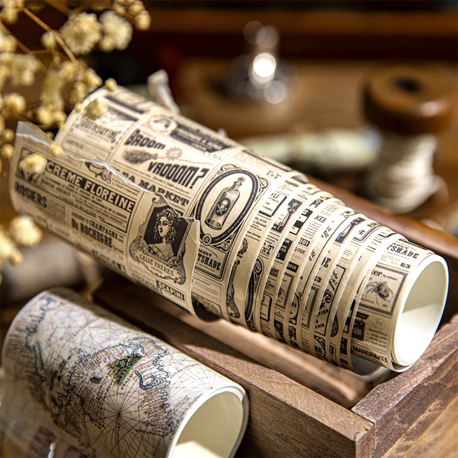 1/2/4 롤 빈티지 자체 접착식 레저 테이프 사무실 학습 용품 저널 장식 콜라주 DIY 수공예품 생일 선물 XJM
