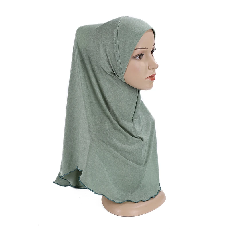 Teenage Girls Muslim Hijab Plain Hijab Hats Scarf Islamic Headscarf Hat Amira Pull On Headwrap 10 years girl scarf muslim hijab