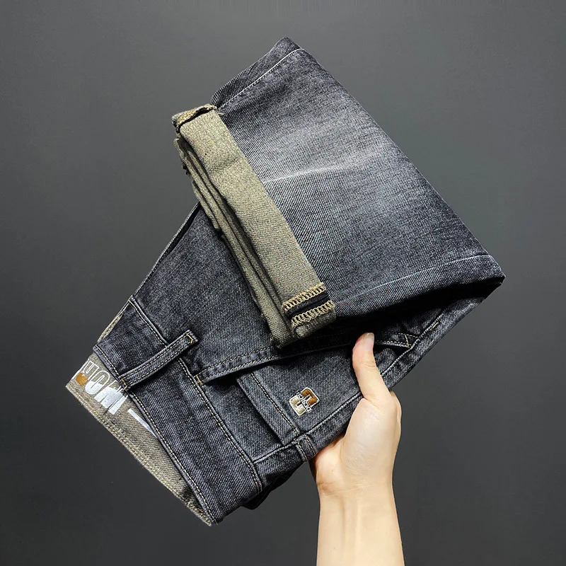 Black and Gray Denim Shorts Men's 2024 Summer Stretch Soft All-Match Middle Pants Trendy Casual Slim High-End Shorts