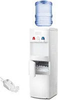 Cooler Dispenser with Built-in Ice Maker, Hot and Cold Top Loading 3 to 5 Gallon Bottle Water Dispenser,27LBS/24H Ice Maker Mach 1