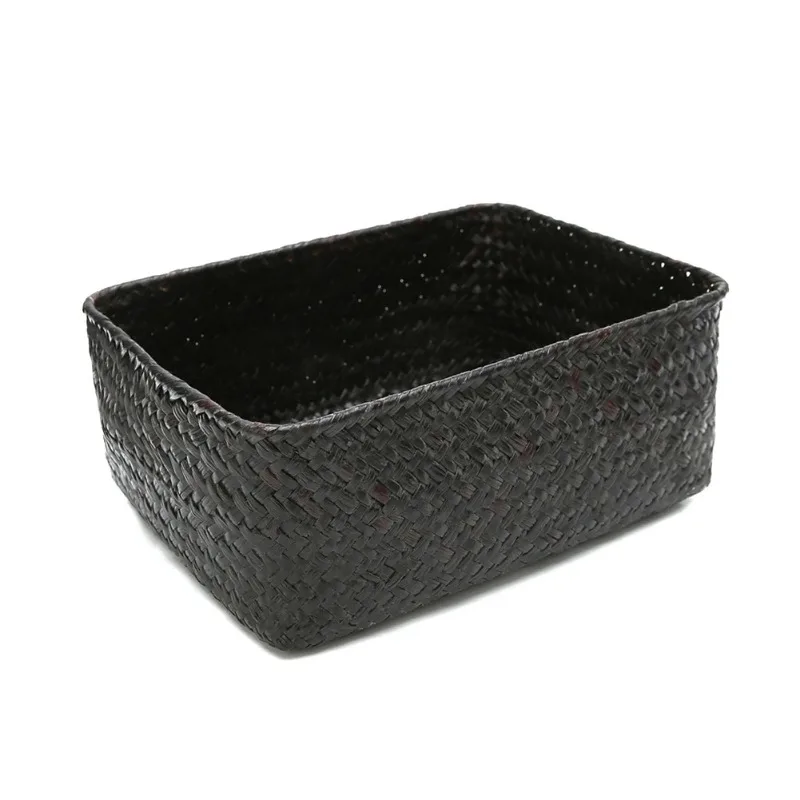 Handmade Straw Dried Flower Fruit Pot Basket Rattan Box Candy Earphone Panier De Rangement Organizer Useful Storage  Cesto 4