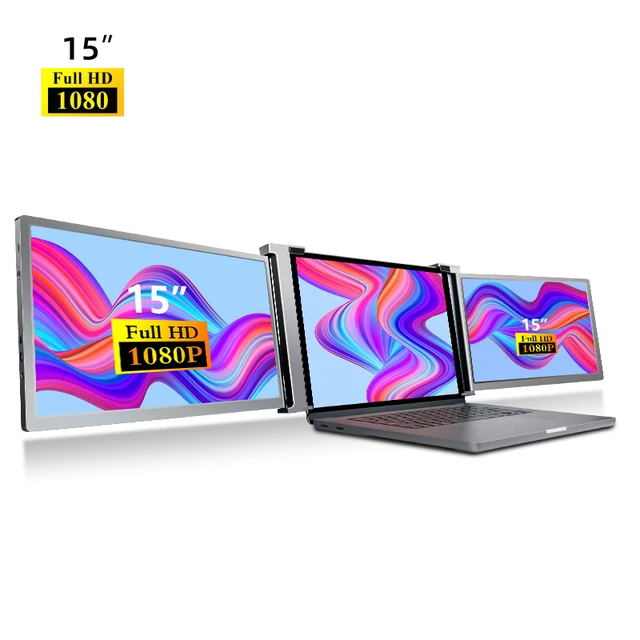 11.9/13.3/15 inch Triple Laptop Expansion Screen 1920*1080 Resolution  Foldable and Rotatable Gaming Display Monitor Screen - AliExpress