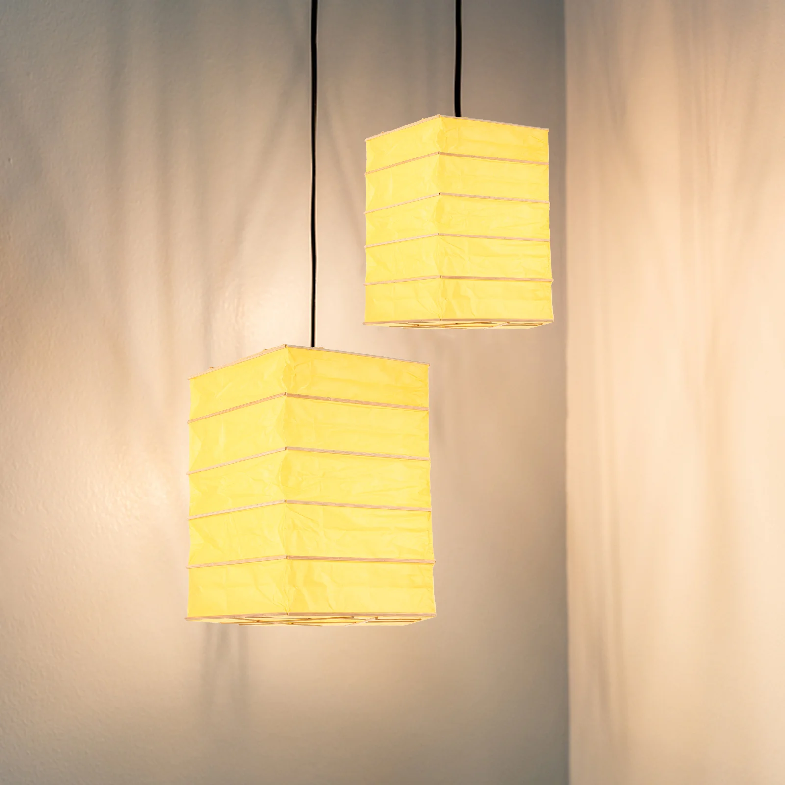 

Solid Color Folded Paper Lantern Pendant Square Shade Lampshade (Yellow) Origami