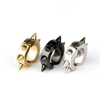 펑크 티타늄 스털링 스틸 스파이크 서클 이어 커프 클립 온 귀걸이, 펑크 없는 여성용 패션 쥬얼리 2018, 1 쌍