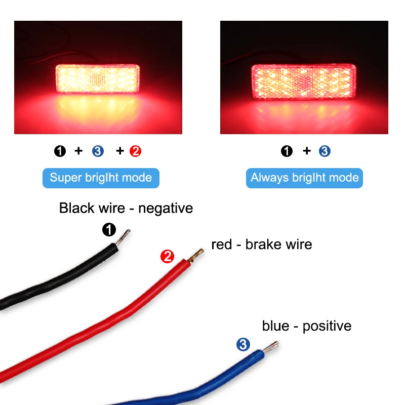 1PC 12V 빨간색 흰색 앰버 LED 반사판 후면 테일 브레이크 중지 경고 사이드 마커 라이트 지프 트럭 트레일러 오토바이 스쿠터