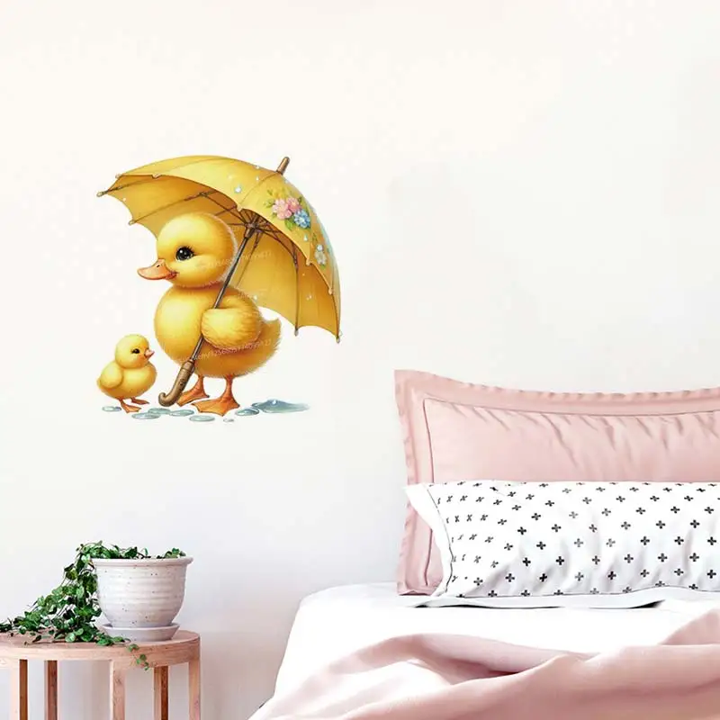 Wall Stickers Cartoon Cute Duck Bathroom Toilet Decor Living Room Cabinet Refrigerator Home Decoration Decals M991