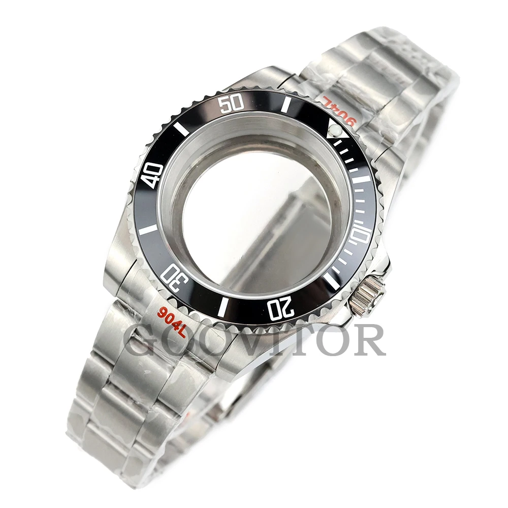 Silver 40mm Solid Stainless Steel Watch Case with Waterproof Brushed Oyster Bracelet
