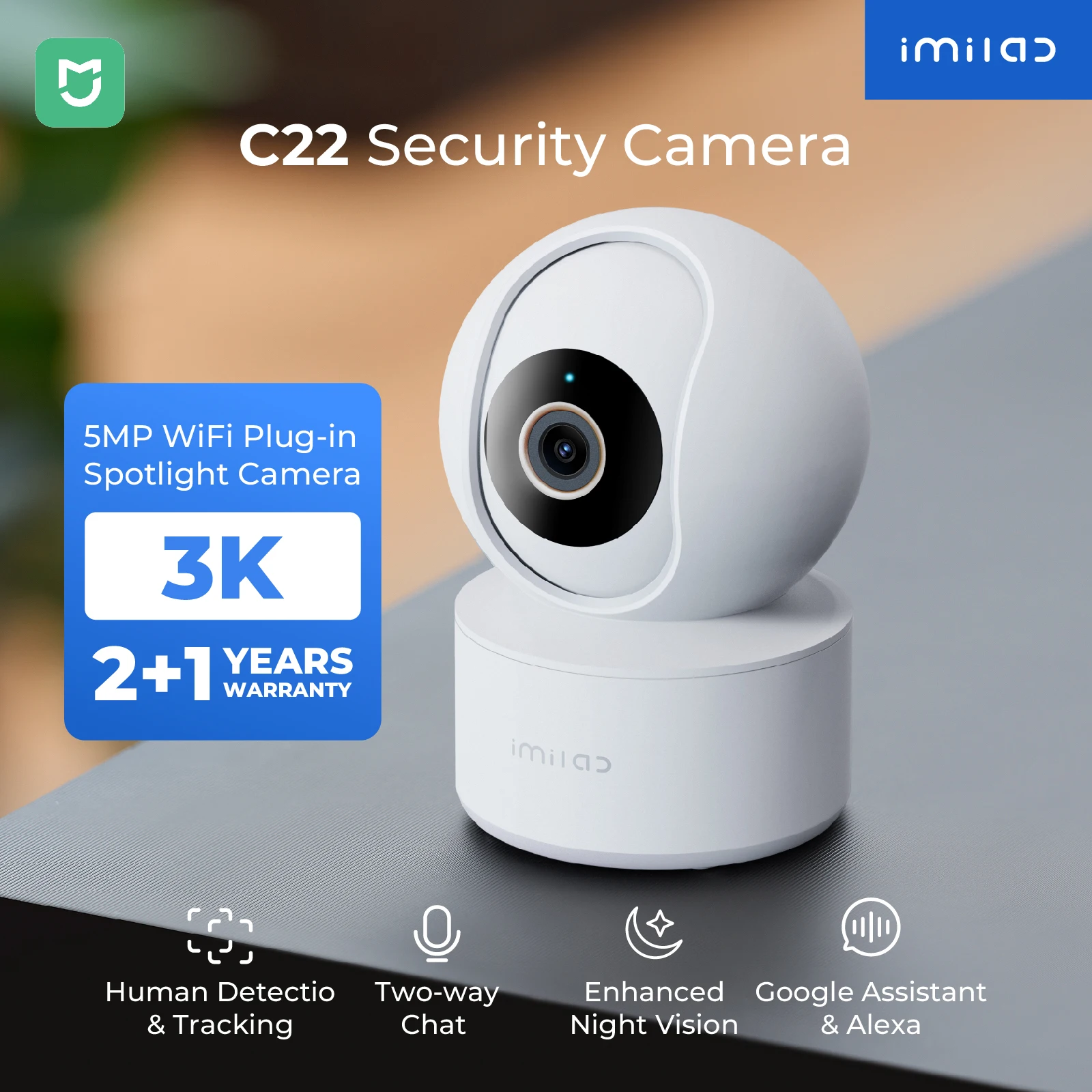 IMILAB WiFi 6 Indoor Baby Monitor Camera with AI Detection Night Vision 2-Way Audio 360° PTZ for Child Safety C21/C22 1