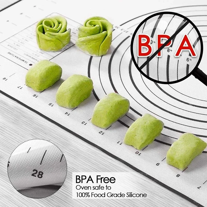 60*40cm Reusable Silicone Baking Mat Kneading Dough Pad Baking Tray With Dough Cutter Pizza Pastry Maker Holder Kitchen Oven Mat