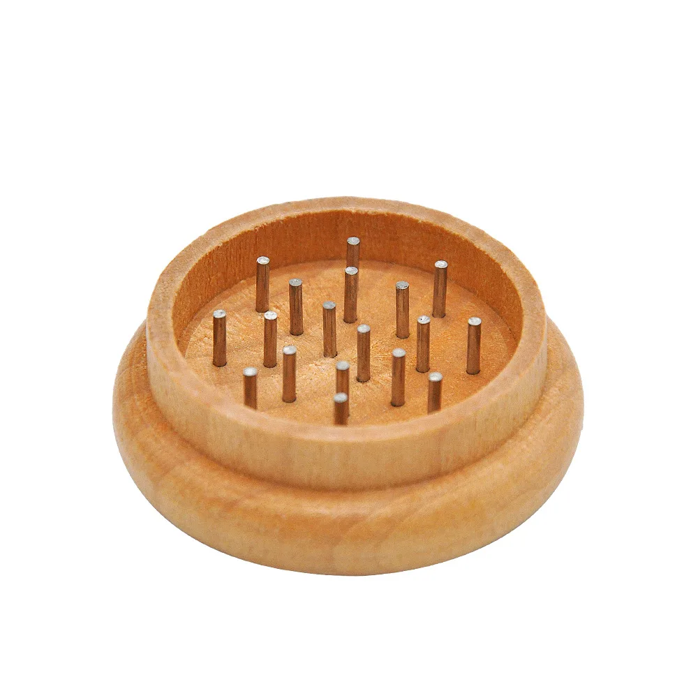 2-Layers 55mm Dia Zinc Alloy Tobacco Grinder Round Wooden Herb Crusher for Kitchen Supplies DIY Cutter Smoking Accessories 3