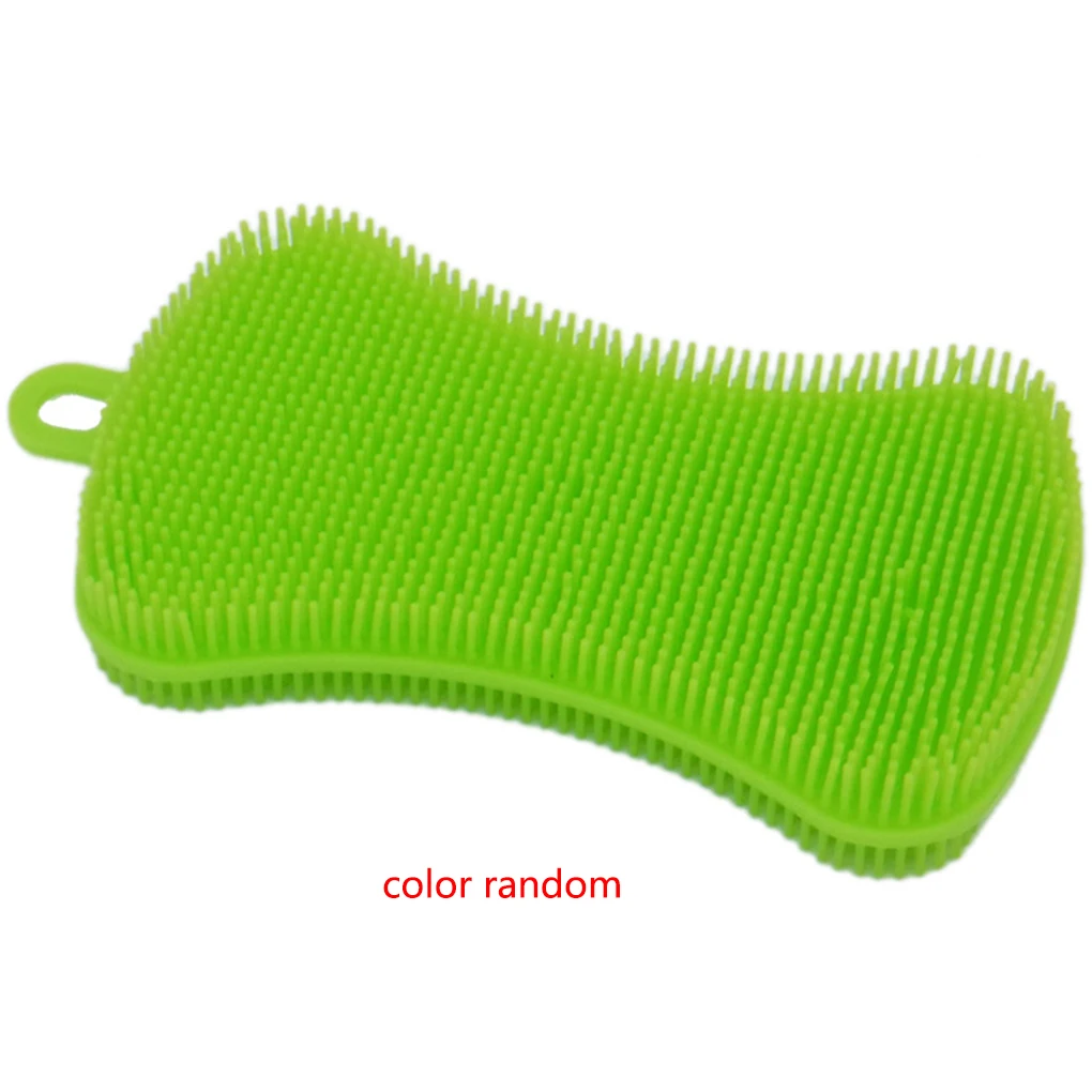 Silicone Sponges Dish Scrubber Kitchen Wash Heat-Resistant Non-Stick Cleaning Brush Random Color