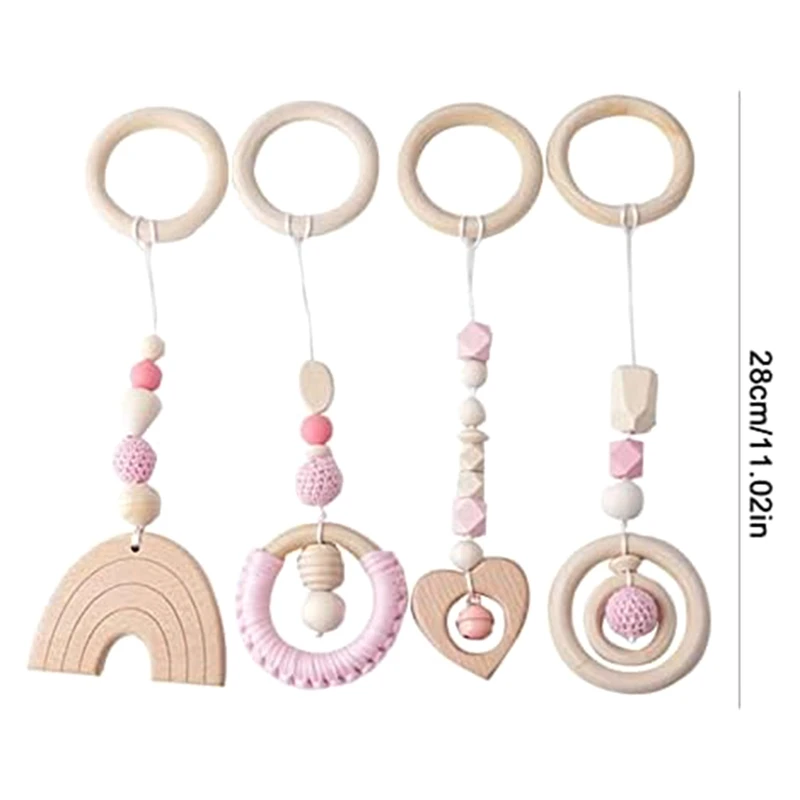 Play Gym Toys Ings Pendant Toy Set Kit Wooden Nursing Pendant Teether Rattles Toy Sensory