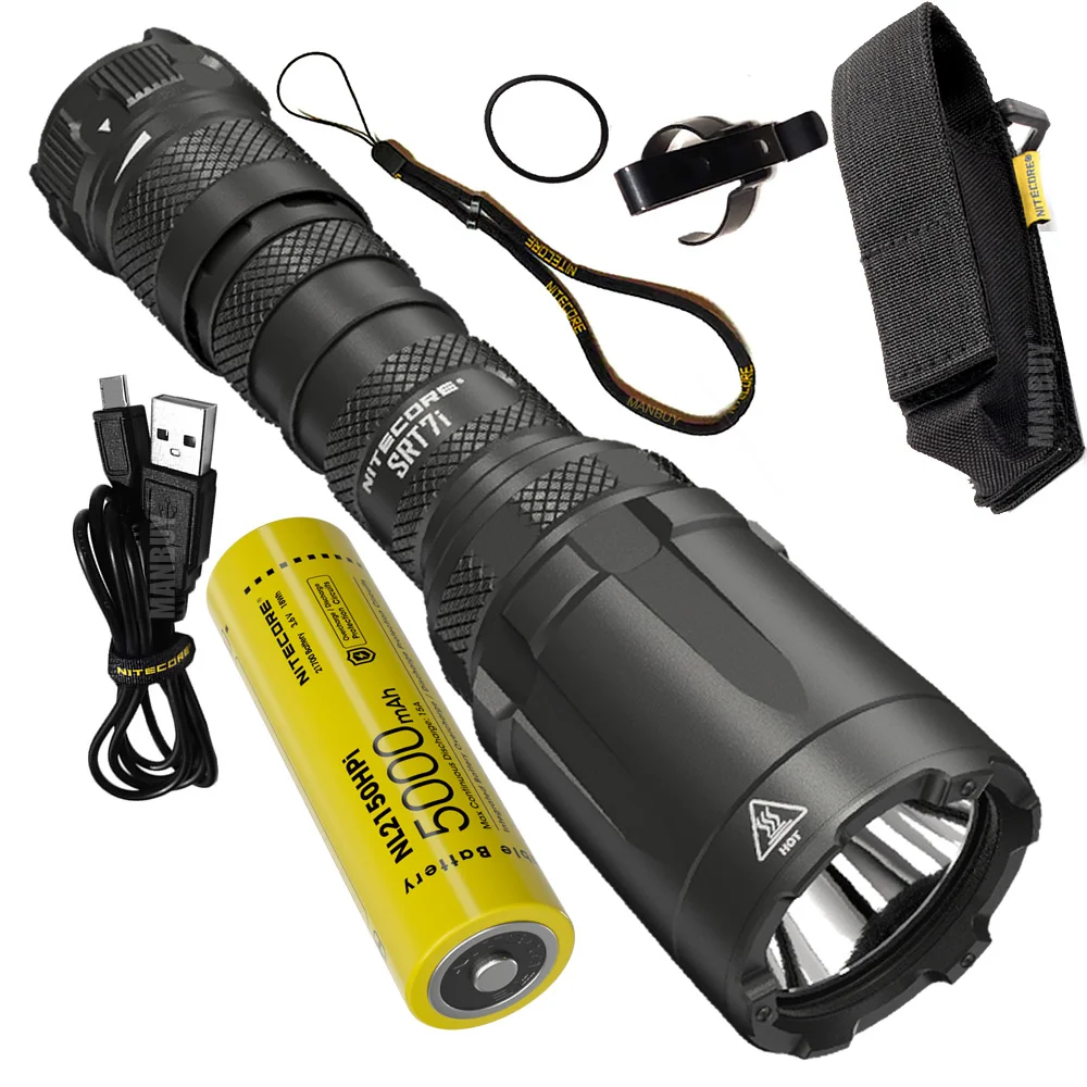 2024 Sale Nitecore SRT7i 3000LM USB-C Rechargeable LED Flashlight Include 5000mAh 21700 NL2150HPi Battery Outdoor Search Camping